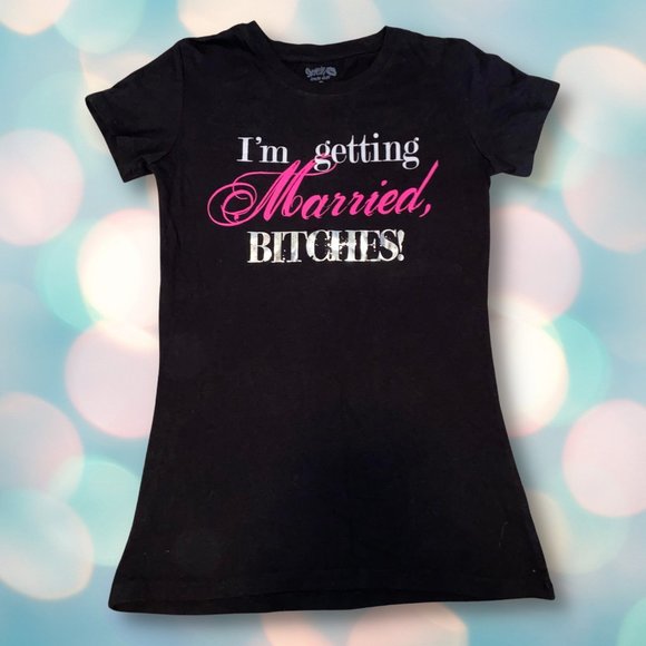 Funny Bachelorette Black and Pink Women's Graphic Tee Shirt Top Size L - Picture 2 of 5